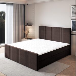 wohnli-moebel-suche-800001819209-1 BOXBETT COMOZA 180x200 cm mit Matratze und Topper - Braun Holz MASSENO Möbel > Betten > Boxspringbetten Braun