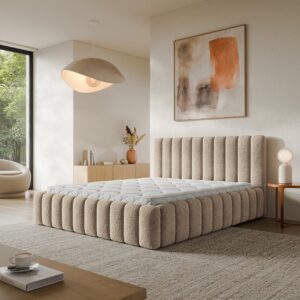 POLSTERBETT TEBA 180x200 cm mit Bettkästen - Beige Holz MASSENO Möbel > Betten > Polsterbetten Beige