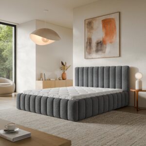 wohnli-moebel-suche-800001819352-1 POLSTERBETT TEBA 160x200 cm mit Bettkästen - Grau Holz MASSENO Möbel > Betten > Polsterbetten Grau