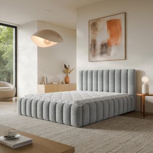wohnli-moebel-suche-800001819376-1 POLSTERBETT TEBA 180x200 cm mit Bettkästen - Hellgrau Holz MASSENO Möbel > Betten > Polsterbetten Grau