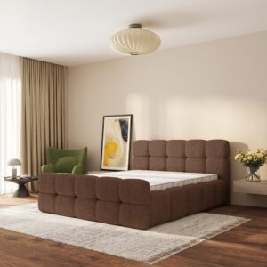 wohnli-moebel-suche-800001825098-1 POLSTERBETT ELIZJA 160x200 cm mit Bettkästen - Braun Holz MASSENO Möbel > Betten > Polsterbetten Braun