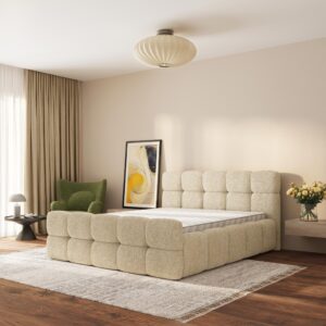wohnli-moebel-suche-800001825107-1 POLSTERBETT ELIZJA 140x200 cm mit Bettkästen - Creme Holz MASSENO Möbel > Betten > Polsterbetten Weiß