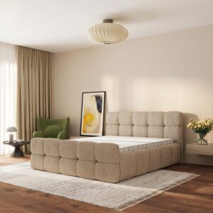 wohnli-moebel-suche-800001825130-1 POLSTERBETT ELIZJA 160x200 cm mit Bettkästen - Beige Holz MASSENO Möbel > Betten > Polsterbetten Beige