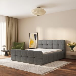 wohnli-moebel-suche-800001825138-1 POLSTERBETT ELIZJA 160x200 cm mit Bettkästen - Grau Holz MASSENO Möbel > Betten > Polsterbetten Grau