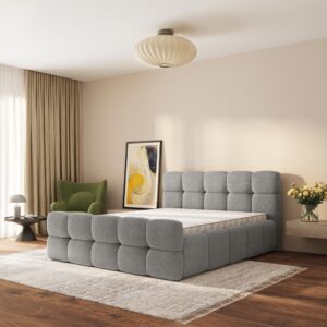 POLSTERBETT ELIZJA 120x200 cm mit Bettkästen - Grau Holz MASSENO Möbel > Betten > Polsterbetten Grau