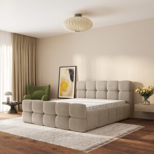 wohnli-moebel-suche-800001825167-1 POLSTERBETT ELIZJA 180x200 cm mit Bettkästen - Beige Holz MASSENO Möbel > Betten > Polsterbetten Beige