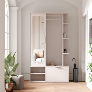 wohnli-moebel-suche-800001827116-1 GARDEROBE mit Spiegel ELIOR Holz Idohome Garderoben Beige