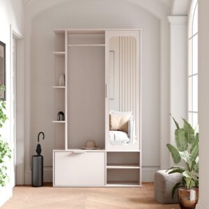 wohnli-moebel-suche-800001827125-1 GARDEROBE mit Spiegel ELIOR Holz Idohome Garderoben Beige