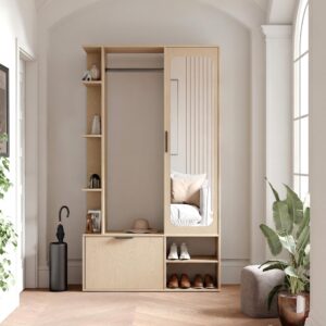 wohnli-moebel-suche-800001827126-1 GARDEROBE mit Spiegel ELIOR Holz Idohome Garderoben Braun
