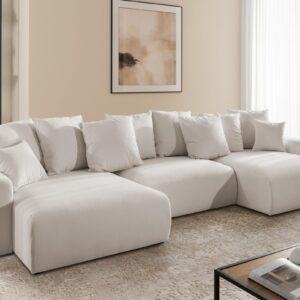 wohnli-moebel-suche-800001827578-1 WOHNLANDSCHAFT Calma mit Schlaffunktion und Bettkasten im Bumpy-Design aus weichem Beige Webstoff Textil S-Style Möbel > Sofas & Couches > Wohnlandschaften > Wohnlandschaften U-Form Beige