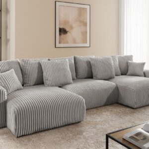 wohnli-moebel-suche-800001827686-1 WOHNLANDSCHAFT Calma mit Schlaffunktion und Bettkasten im Bumpy-Design aus weichem Taupe Plüschcord Textil S-Style Möbel > Sofas & Couches > Wohnlandschaften > Wohnlandschaften U-Form Taupe