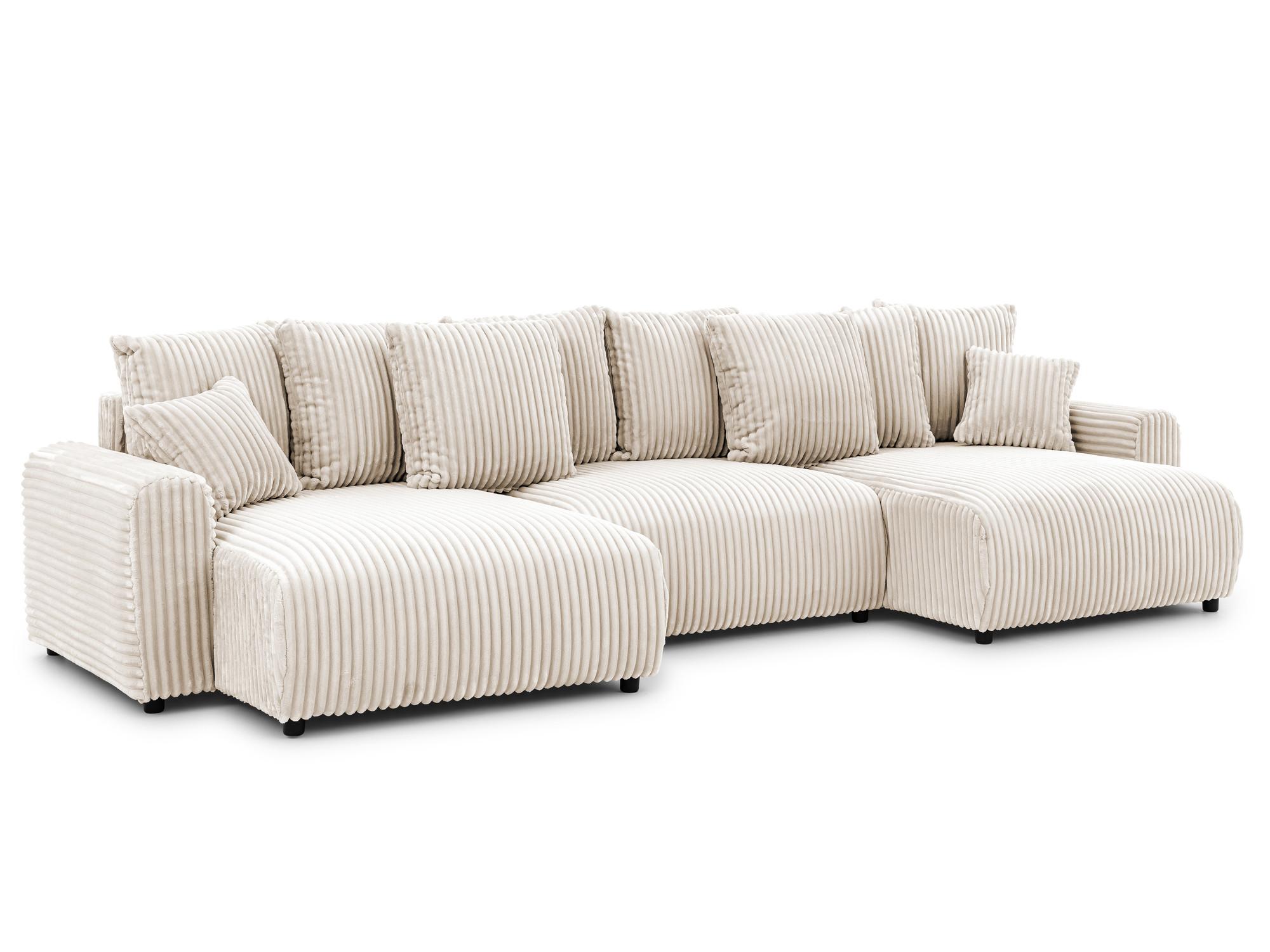 wohnli-moebel-suche-800001827687 Wohnli Möbelsuche - WOHNLANDSCHAFT Calma mit Schlaffunktion und Bettkasten im Bumpy-Design aus weichem Creme Plüschcord