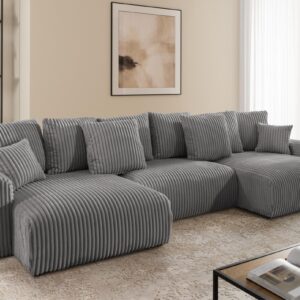 wohnli-moebel-suche-800001827689-1 WOHNLANDSCHAFT Calma mit Schlaffunktion und Bettkasten im Bumpy-Design aus weichem Grau Plüschcord Textil S-Style Möbel > Sofas & Couches > Wohnlandschaften > Wohnlandschaften U-Form Grau