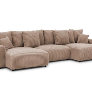 wohnli-moebel-suche-800001827690 Wohnli Möbelsuche - WOHNLANDSCHAFT Calma mit Schlaffunktion und Bettkasten im Bumpy-Design aus weichem Beige Plüschcord