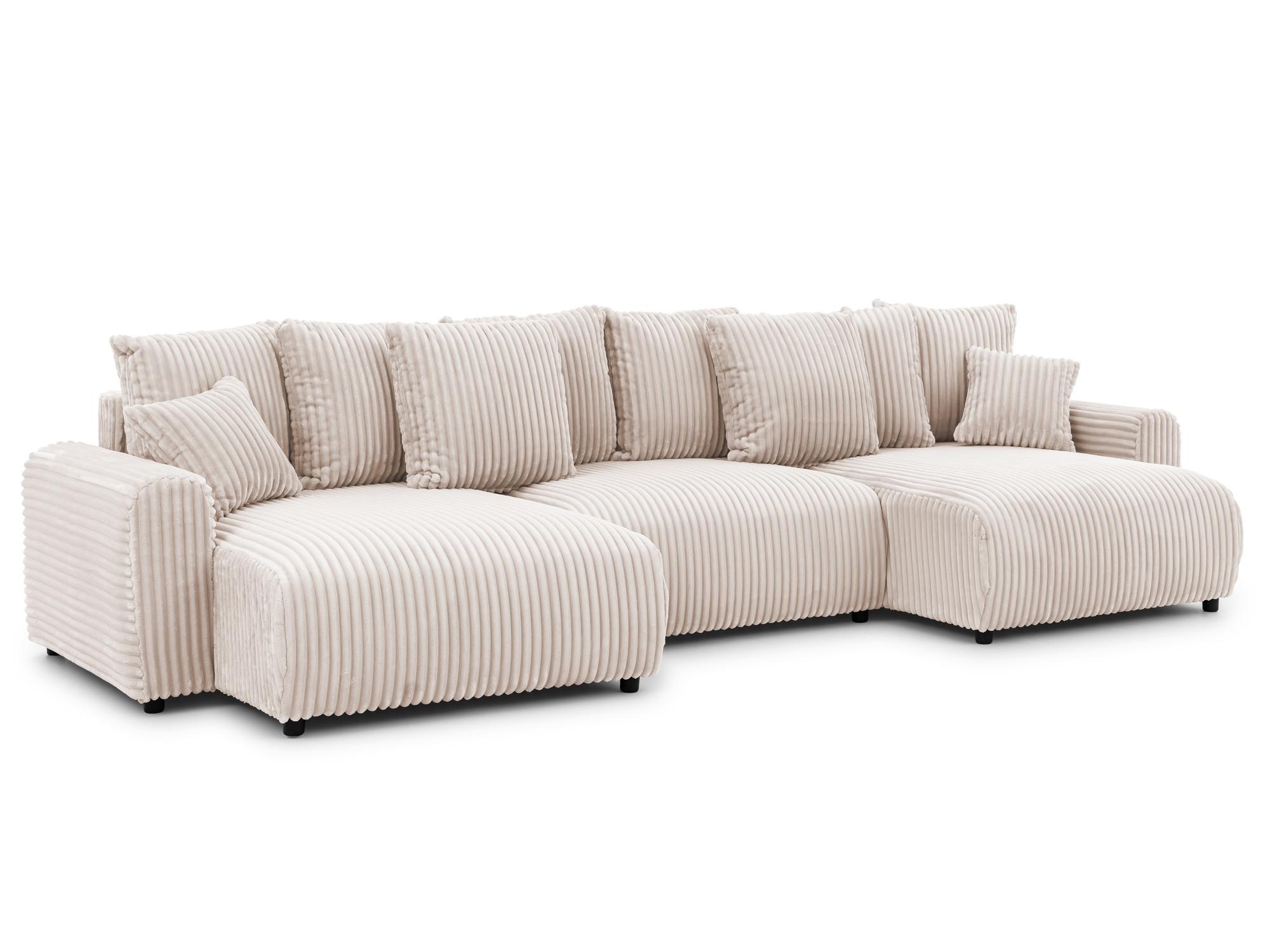 wohnli-moebel-suche-800001827693 Wohnli Möbelsuche - WOHNLANDSCHAFT Calma mit Schlaffunktion und Bettkasten im Bumpy-Design aus weichem Hellbeige Plüschcord