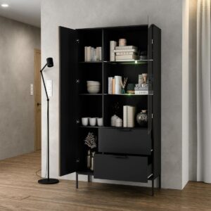 wohnli-moebel-suche-800001829799-1 GESCHIRRSCHRANK Melchior Schwarz Holzwerkstoff Petits-meubles Möbel > Schränke > Vitrinen Schwarz