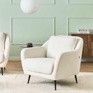 wohnli-moebel-suche-800001829952-1 SESSEL Chenillegewebe Weiß Eiby Textil Beliani Möbel > Sessel > Polstersessel Weiß