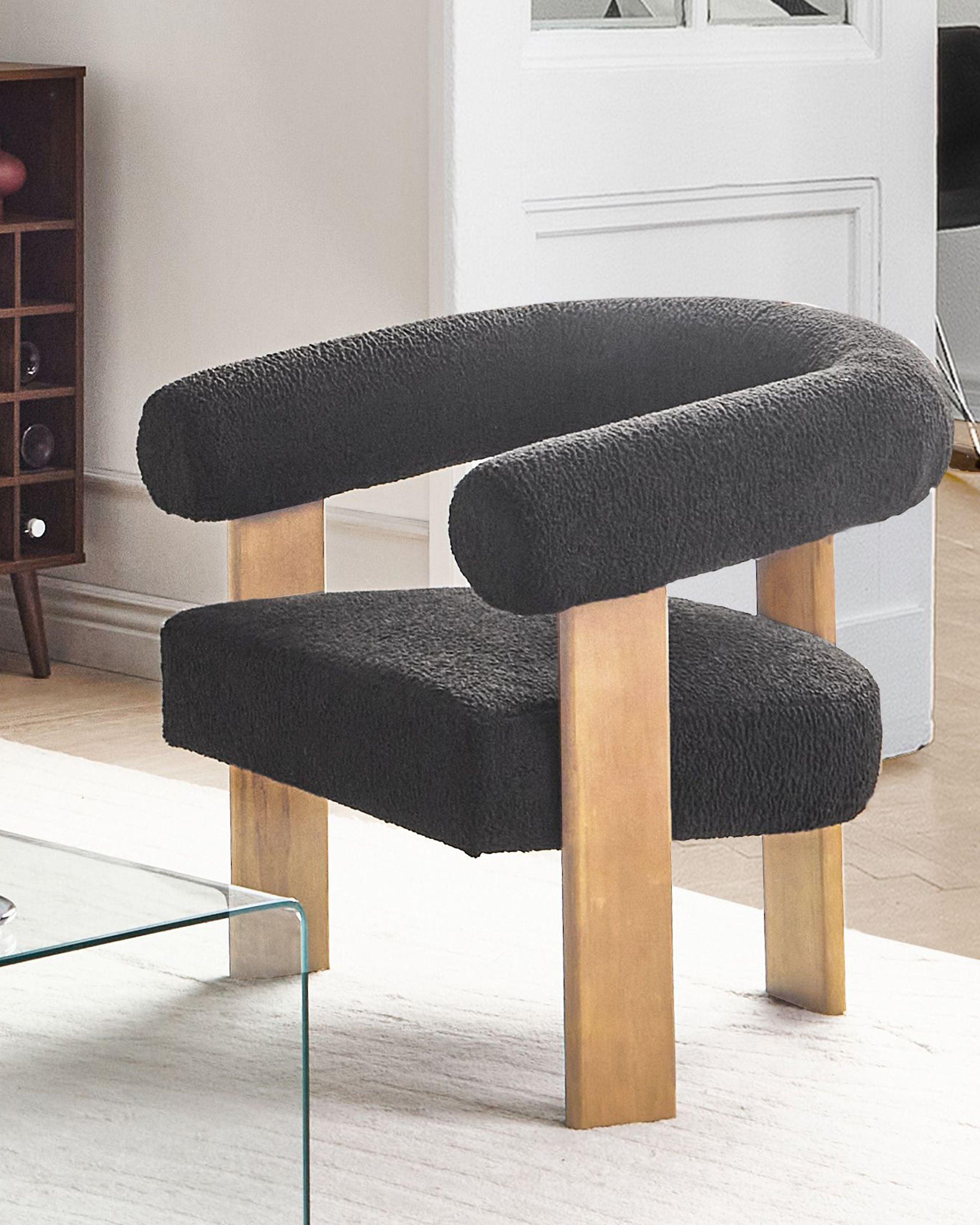SESSEL Bouclé Schwarz/Hellbraun Ilbro Textil Beliani Möbel > Sessel > Polstersessel Schwarz