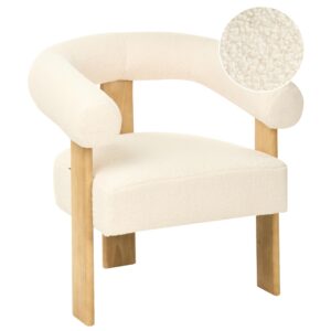 Wohnli Möbelsuche - SESSEL Bouclé Cremeweiß/Hellbraun Ilbro