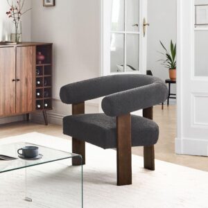 wohnli-moebel-suche-800001829992-1 SESSEL Bouclé Schwarz/Dunkelbraun Ilbro Textil Beliani Möbel > Sessel > Polstersessel Schwarz