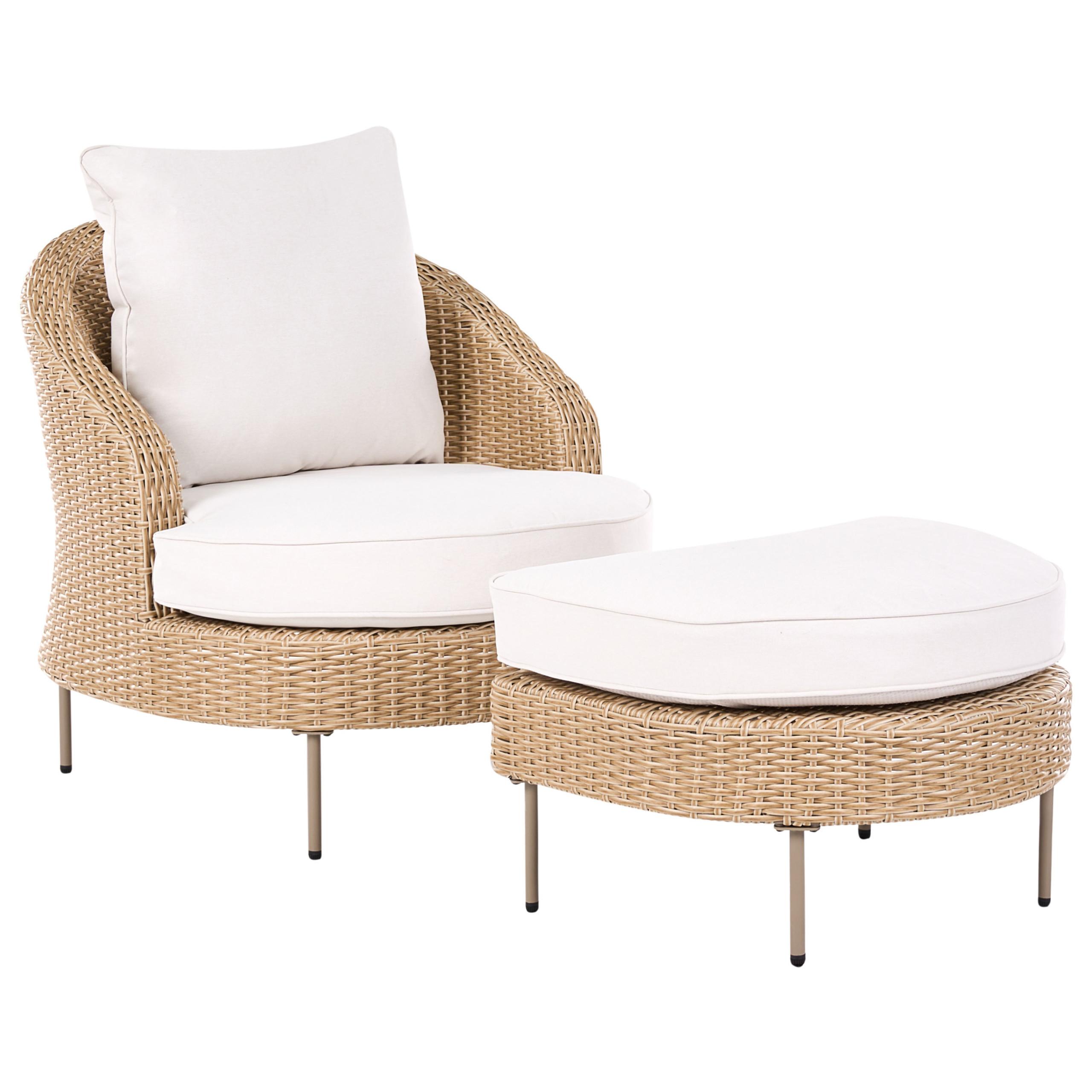 wohnli-moebel-suche-800001830027 Wohnli Möbelsuche - GARTENSESSEL mit Ottomane Polyrattan Beige Arcille