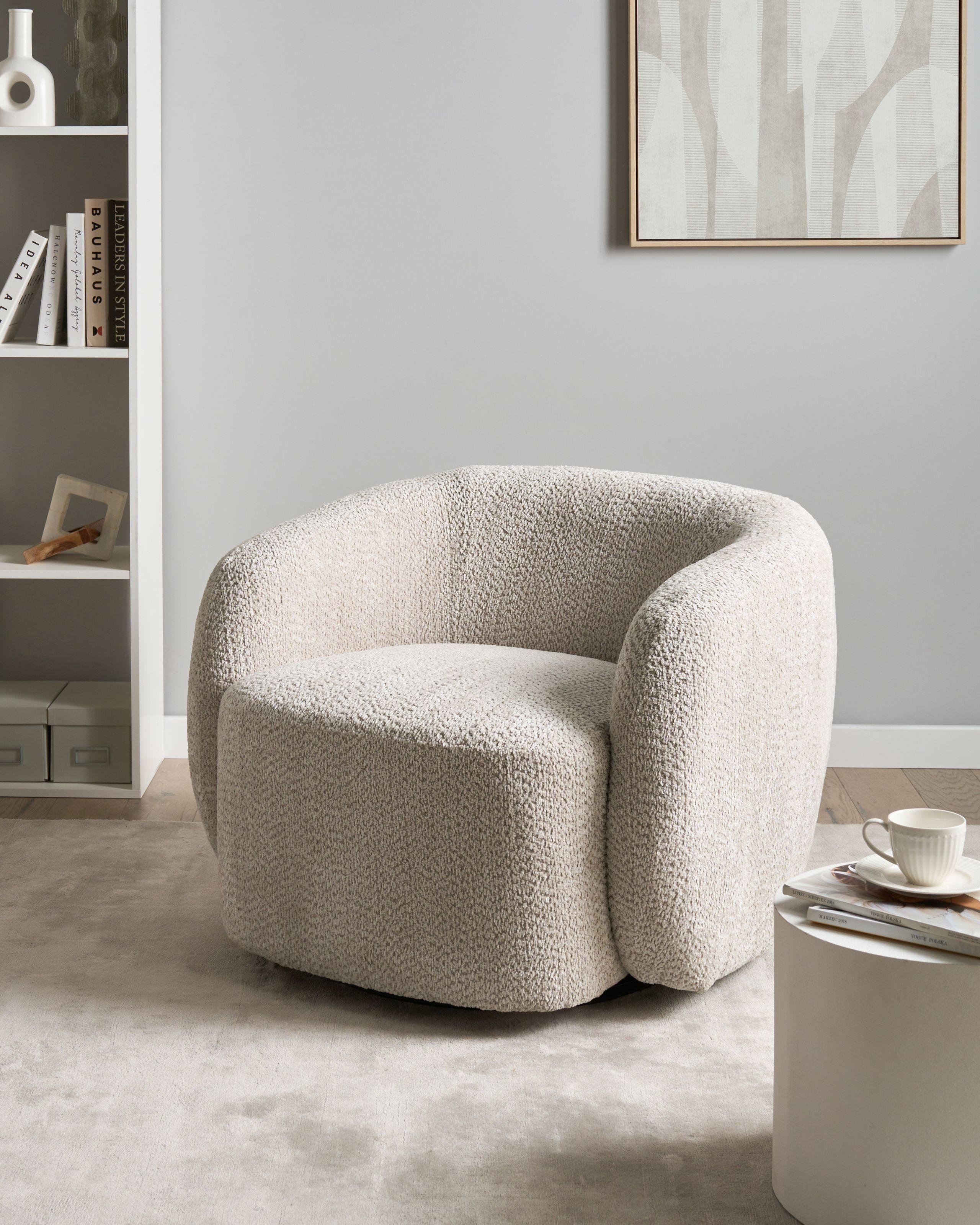 DREHSESSEL Stoff Beige Tore Textil Beliani Möbel > Sessel > Polstersessel Beige