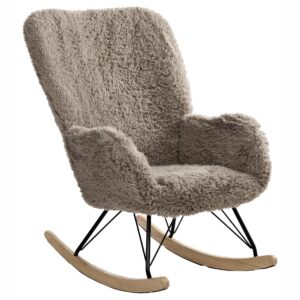 wohnli-moebel-suche-800001830059-1 SCHAUKELSESSEL Webpelz Taupe Akra Textil Beliani Möbel > Sessel > Relaxsessel Braun