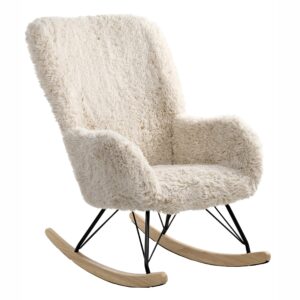 SCHAUKELSESSEL Webpelz Hellbeige Akra Textil Beliani Möbel > Sessel > Relaxsessel Braun