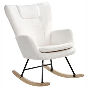 wohnli-moebel-suche-800001830122-1 SCHAUKELSESSEL Bouclé Weiß Sandve Textil Beliani Möbel > Sessel > Relaxsessel Braun