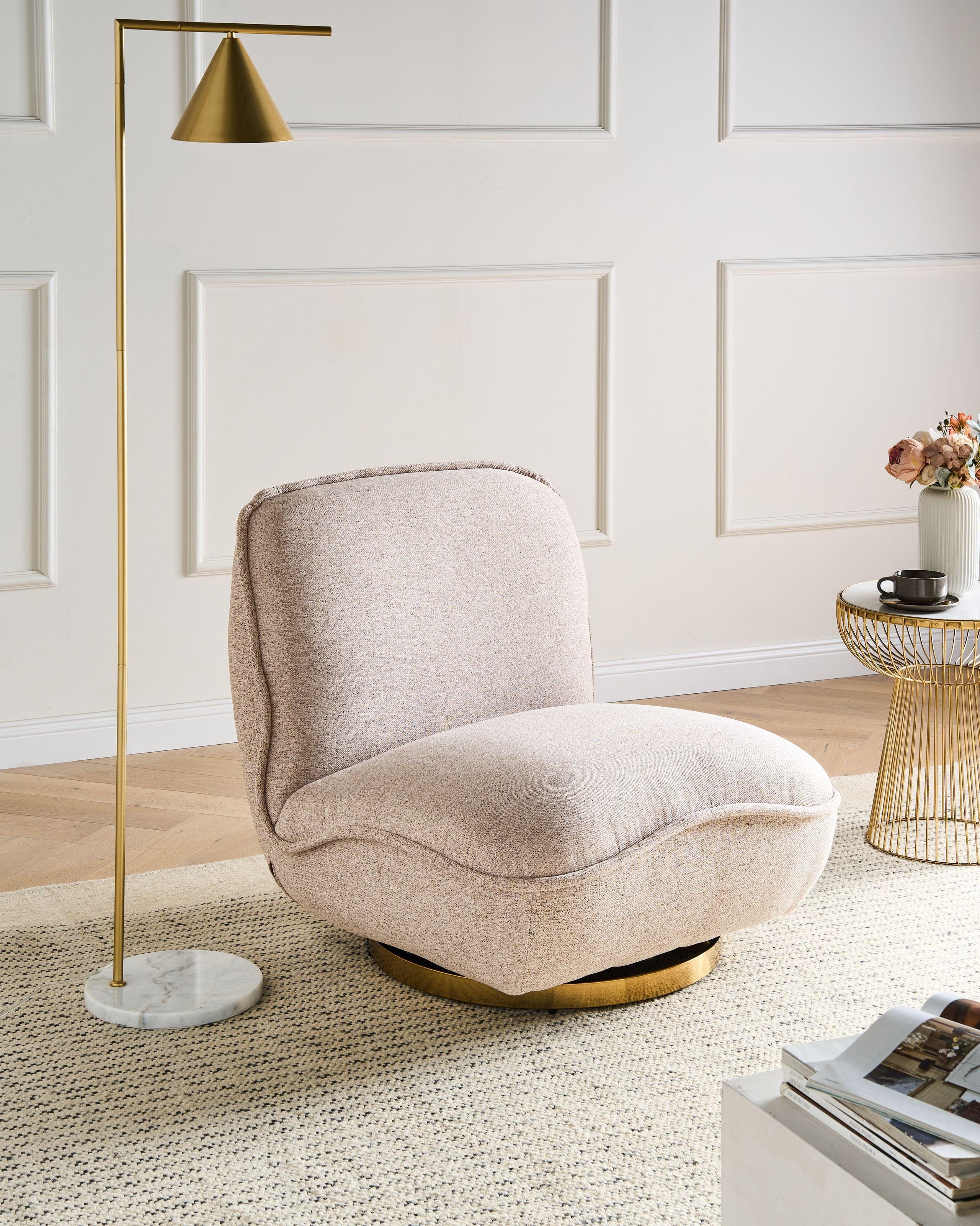 DREHSESSEL Stoff Beige Muren Textil Beliani Möbel > Sessel > Polstersessel Beige