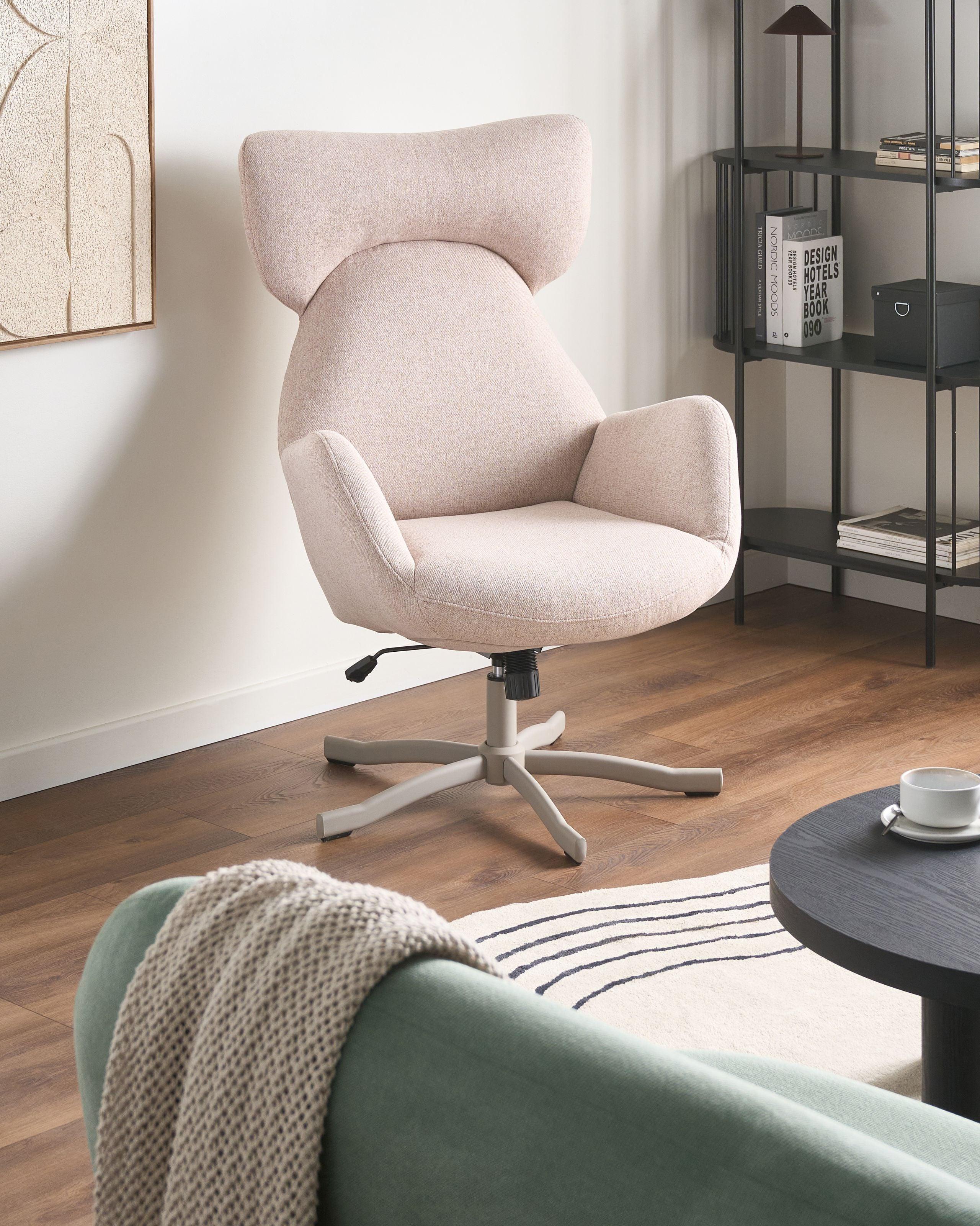 DREHSESSEL Stoff Beige Sonderby Textil Beliani Möbel > Sessel > Polstersessel Beige