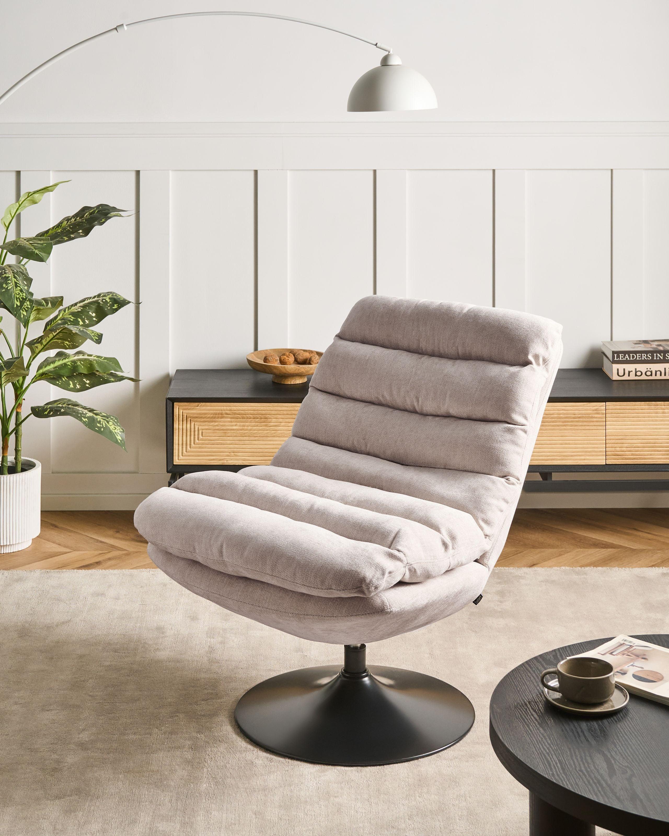 DREHSESSEL Hellbeige Hovet Textil Beliani Möbel > Sessel > Polstersessel Beige