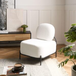 SESSEL Bouclé Weiß Lunde Textil Beliani Möbel > Sessel > Polstersessel Weiß