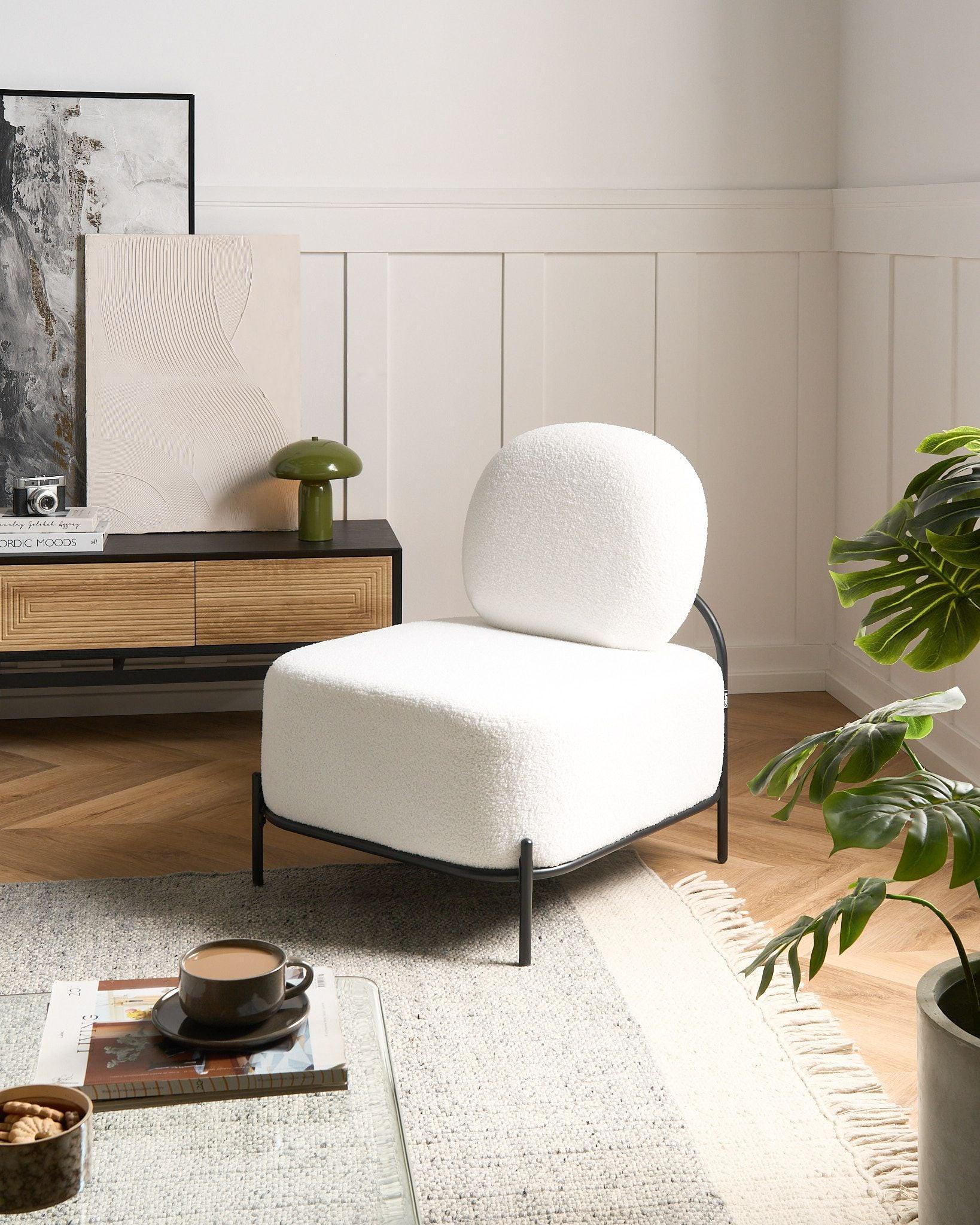 SESSEL Bouclé Weiß Lunde Textil Beliani Möbel > Sessel > Polstersessel Weiß