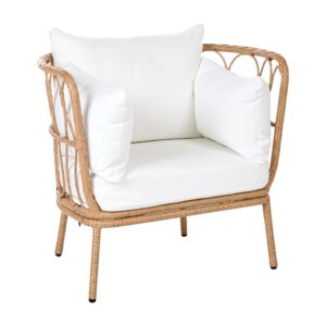 wohnli-moebel-suche-800001830353-1 GARTENSESSEL mit Fußstütze Polyrattan Hellbraun Fonni Kunststoff Beliani Möbel > Sessel > Polstersessel Braun