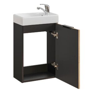 wohnli-moebel-suche-800001830889-1 HANDWASCHBECKEN-MÖBEL 40cm Gaia Holz in Eichenoptik und Schwarz Holzwerkstoff Petits-meubles Möbel > Schränke > Badezimmerschränke > Waschbeckenunterschränke Schwarz