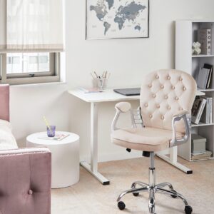 wohnli-moebel-suche-800001830932-1 SCHREIBTISCHSTUHL Samtstoff Beige Princess Textil Beliani Möbel > Stühle > Bürostühle > Chefsessel Beige