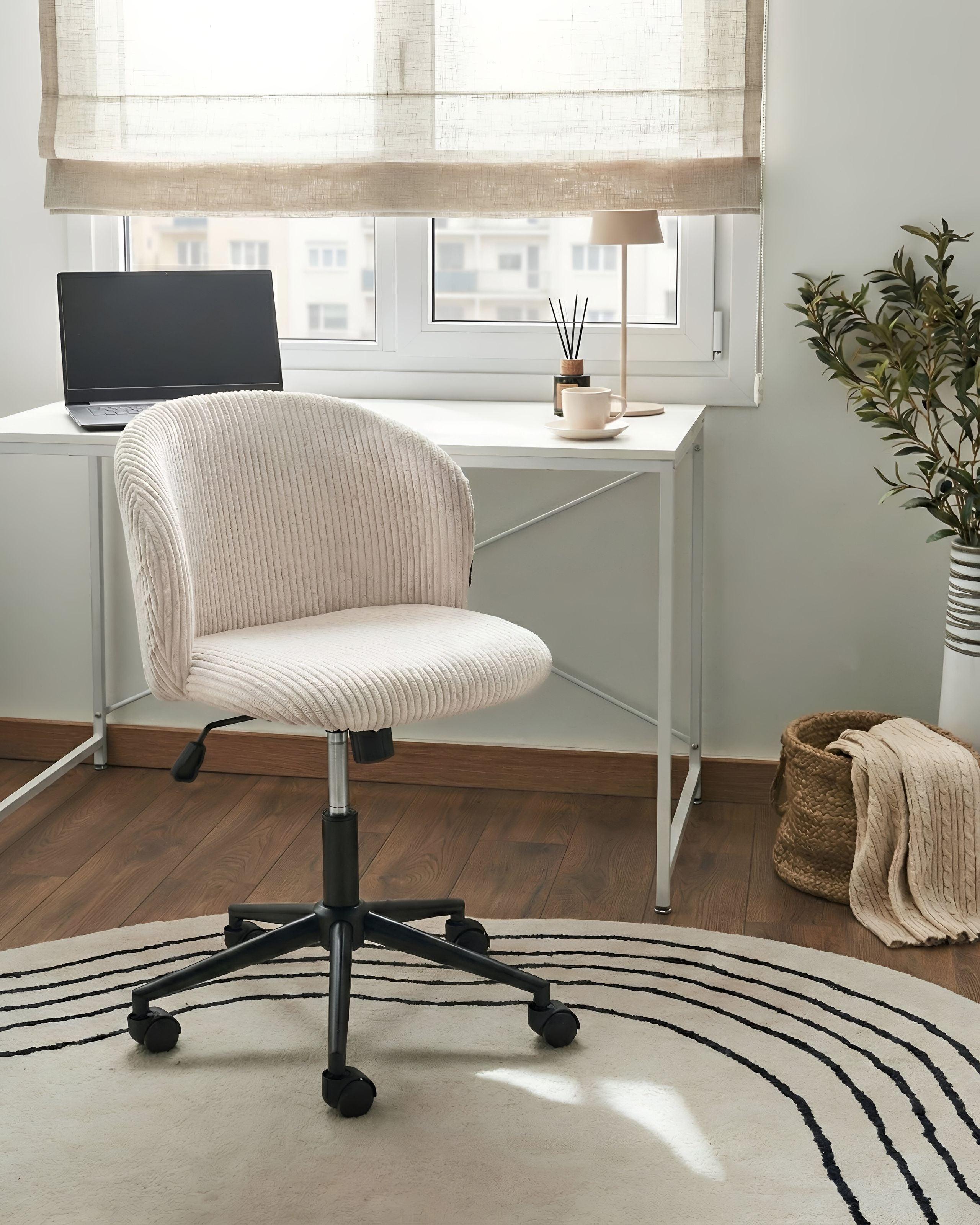 BÜROSTUHL Cord Cremeweiß Miles Textil Beliani Möbel > Stühle > Bürostühle > Chefsessel Weiß