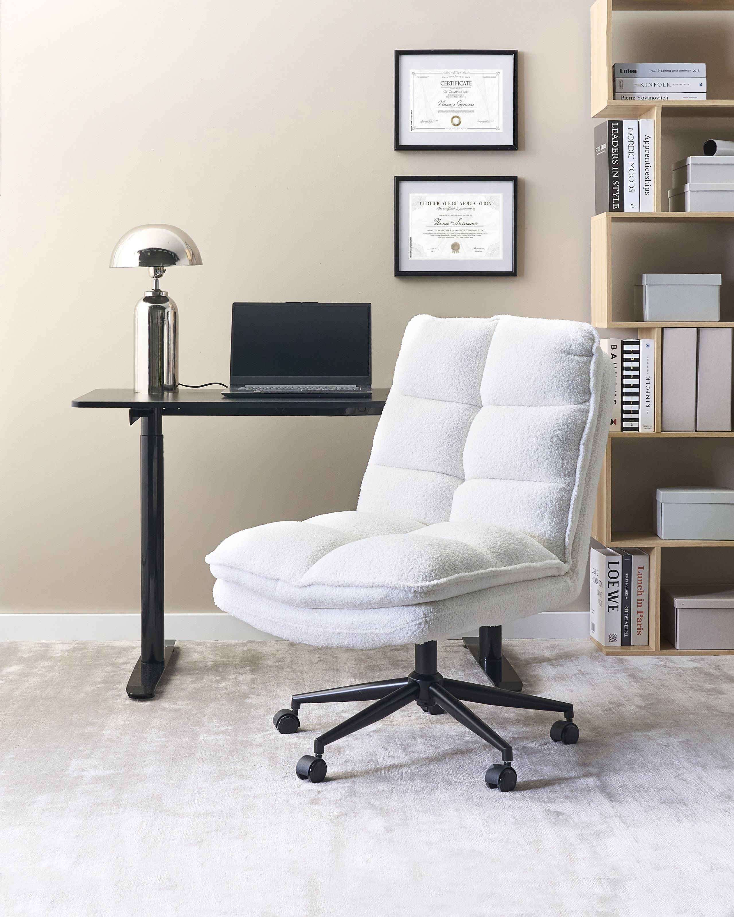 BÜROSTUHL Bouclé Weiß Addison Textil Beliani Möbel > Stühle > Bürostühle > Chefsessel Weiß