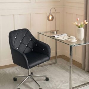 wohnli-moebel-suche-800001831073-1 SCHREIBTISCHSTUHL Samtstoff Schwarz Veloria Textil Beliani Möbel > Stühle > Bürostühle > Chefsessel Schwarz