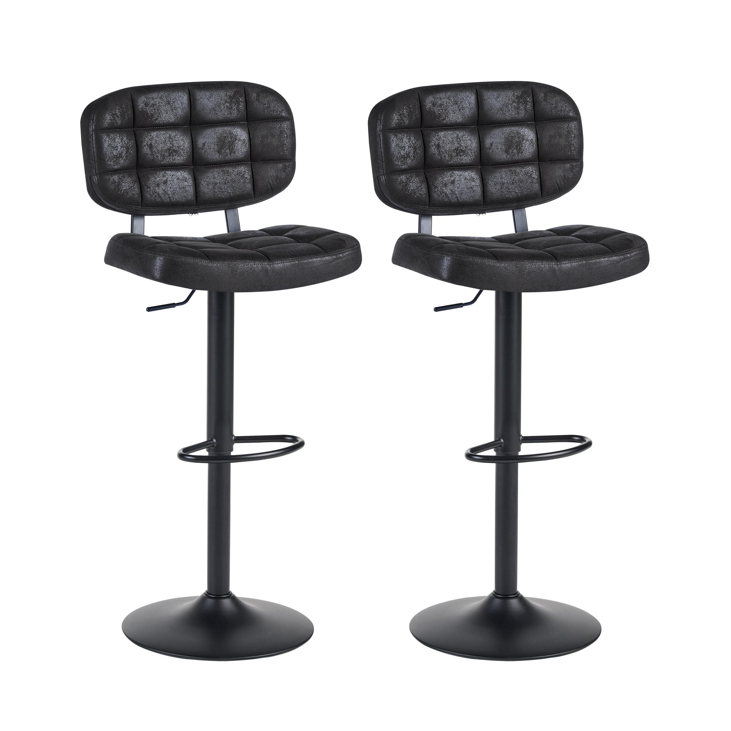 wohnli-moebel-suche-800001831136 Wohnli Möbelsuche - BARHOCKER 2er-Set Kunstwildleder drehbar Schwarz Tilton