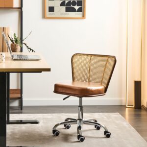 SCHREIBTISCHSTUHL Kunstleder Braun Roswell Kunststoff Beliani Möbel > Stühle > Bürostühle > Chefsessel Braun