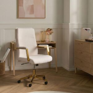 wohnli-moebel-suche-800001831212-1 CHEFSESSEL Bouclé Cremeweiß Demure Textil Beliani Möbel > Stühle > Bürostühle > Chefsessel Weiß