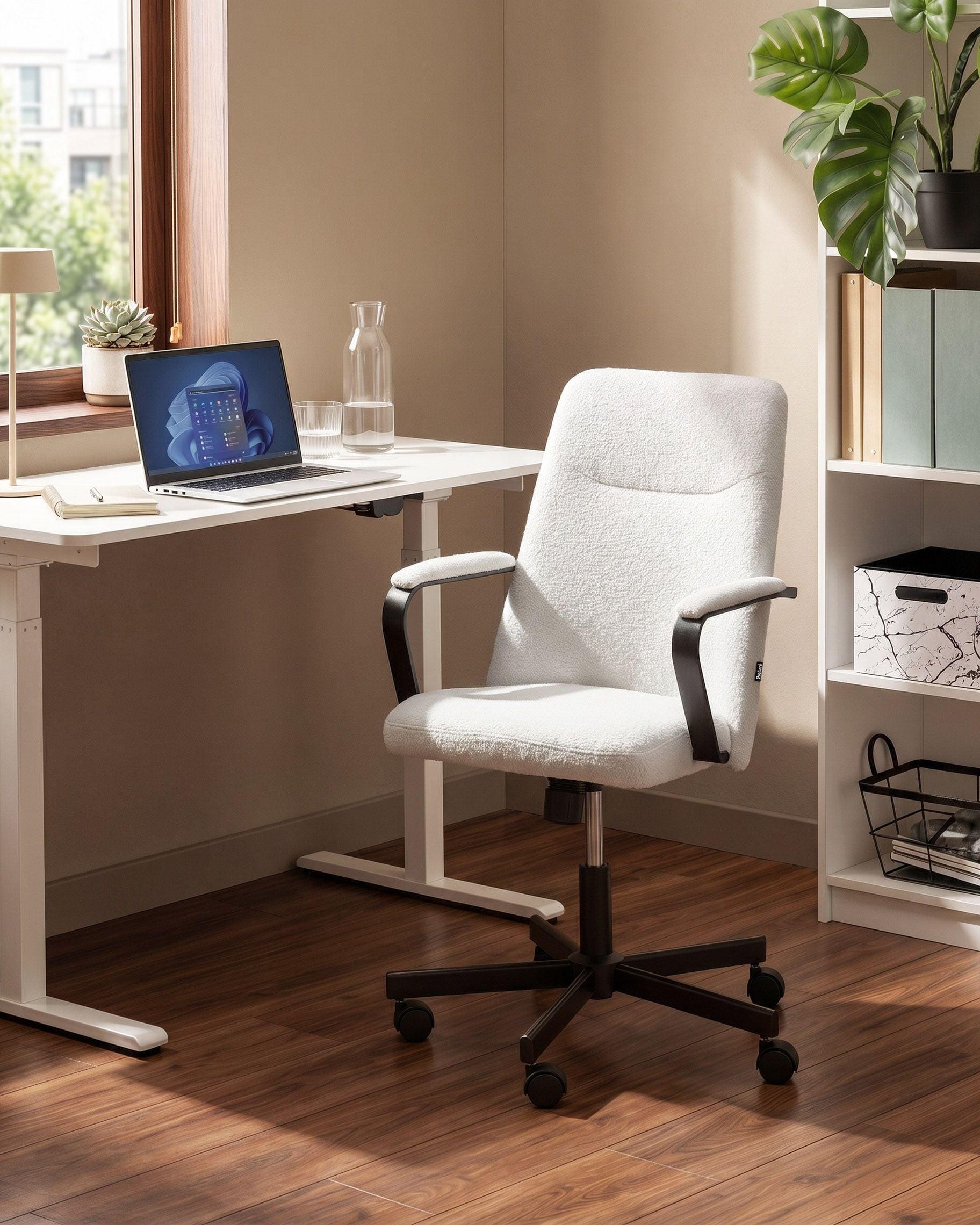 BÜROSTUHL Bouclé Weiß Caroga Textil Beliani Möbel > Stühle > Bürostühle > Chefsessel Weiß