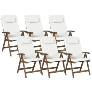 Wohnli Möbelsuche - STUHL 6er-Set und Sitzkissen Akazienholz Cremeweiß Amatea Premium