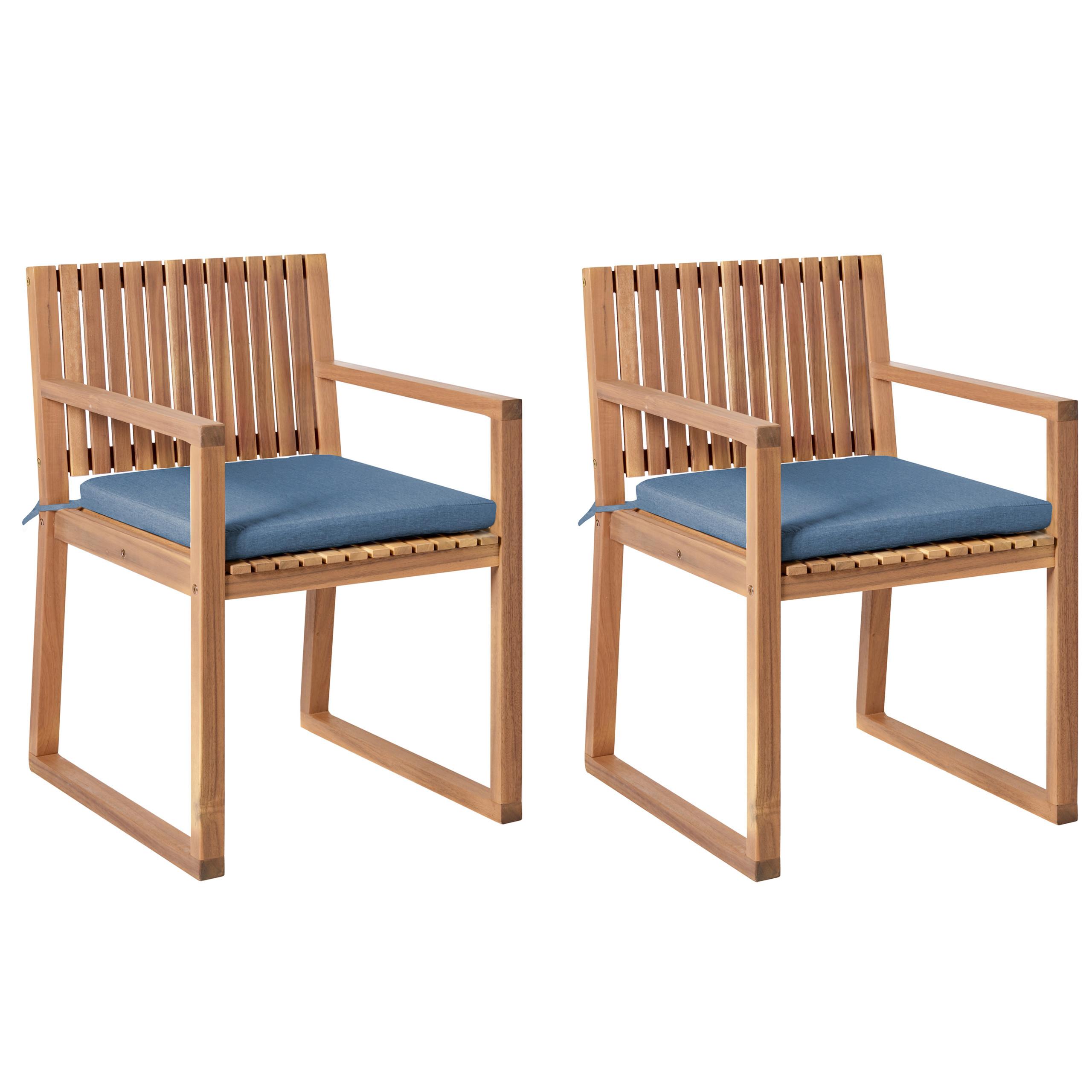 wohnli-moebel-suche-800001831240 Wohnli Möbelsuche - GARTENSTUHL 2er-Set und Sitzkissen zertifiziertes Akazienholz Blau Sassari Premium