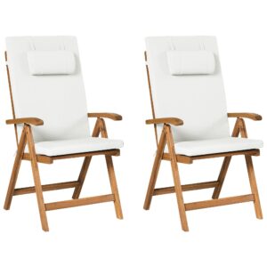 wohnli-moebel-suche-800001831241 Wohnli Möbelsuche - GARTENSTUHL 2er-Set und Sitzkissen Akazienholz Cremeweiß Java Premium