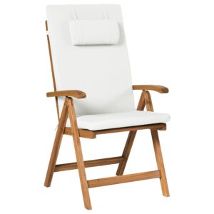 GARTENSTUHL 6er-Set und Sitzkissen Akazienholz Cremeweiß Java Premium Holz Beliani Garten & Outdoor > Gartenmöbel > Gartenstühle Braun