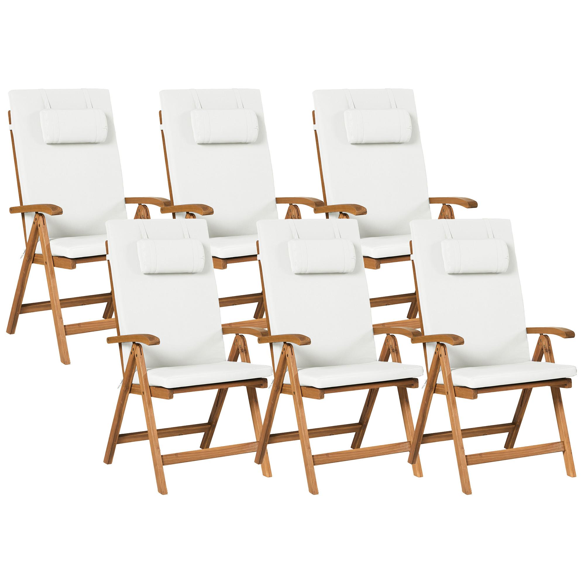 wohnli-moebel-suche-800001831259 Wohnli Möbelsuche - GARTENSTUHL 6er-Set und Sitzkissen Akazienholz Cremeweiß Java Premium