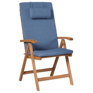 GARTENSTUHL 6er-Set und Sitzkissen Akazienholz Blau Java Premium Holz Beliani Garten & Outdoor > Gartenmöbel > Gartenstühle Braun